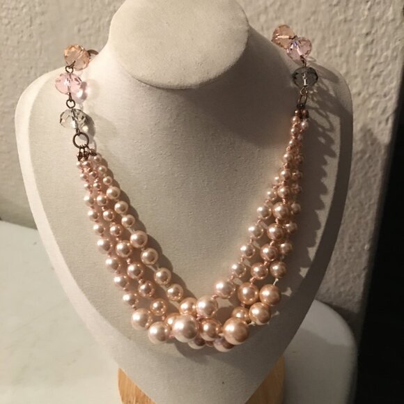 Faux Pearl Necklace Multiple Strands Gorgeous Dr21 - Picture 2 of 2